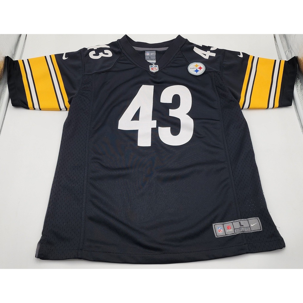 Nike Pittsburgh Steelers Jersey Youth L 14-16 Black Yellow Troy Polamalu 43 EXC